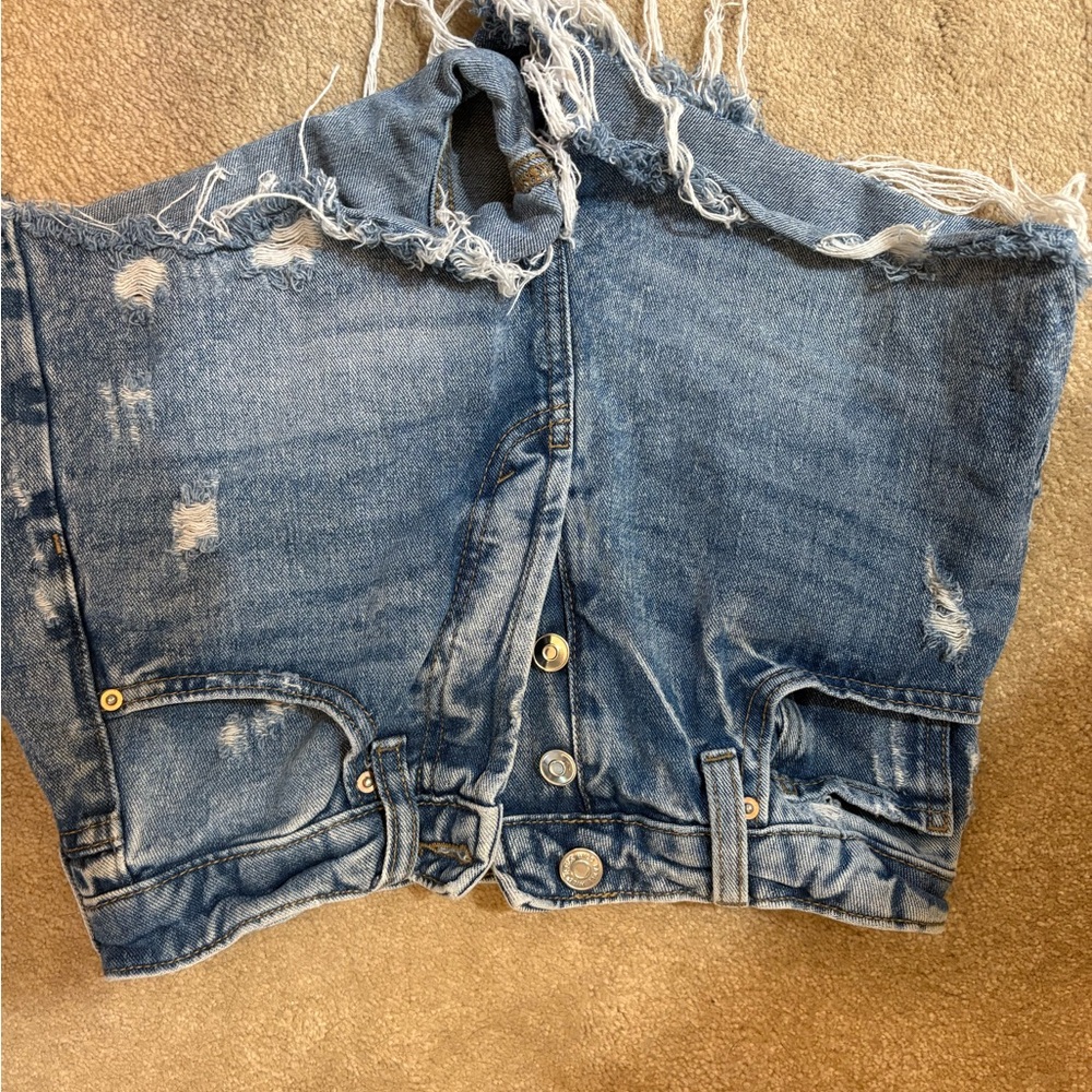 Distressed Blue Jean Shorts